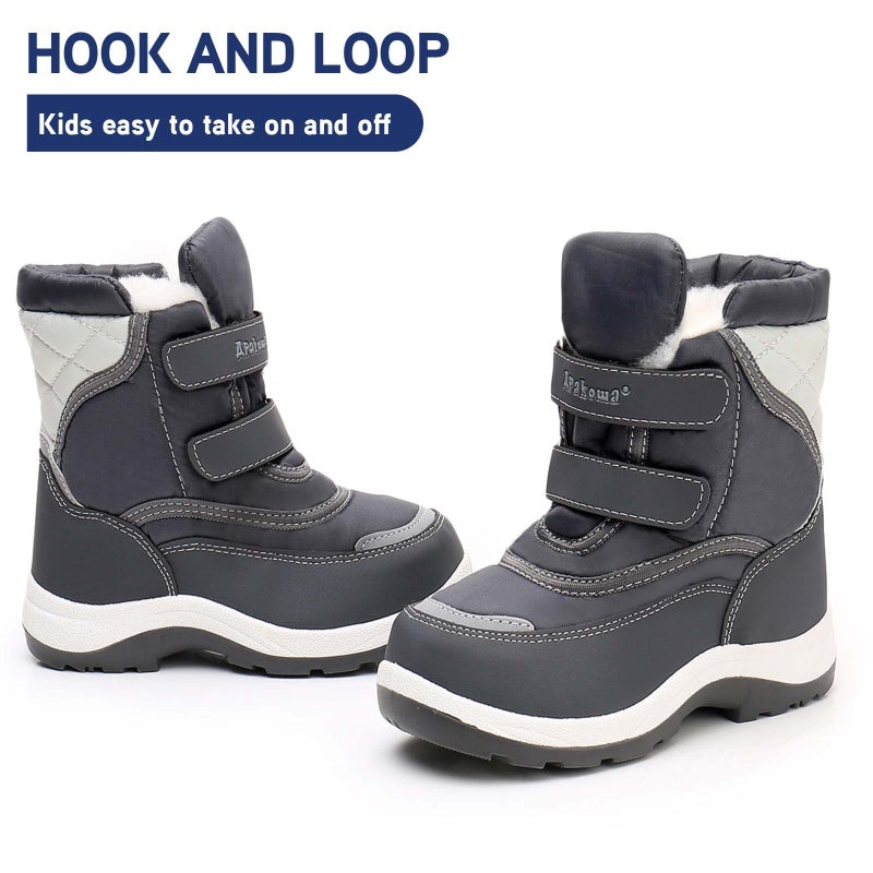 Apakowa Kid's Boys Girls Winter Snow Boots (Toddler/Little Kid) - Image 2